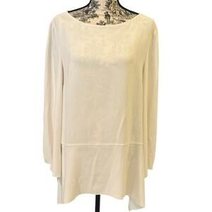 ELIZABETH AND JAMES Womens Long Sleeve‎ Boat Neck Tunic Top Ivory Size L